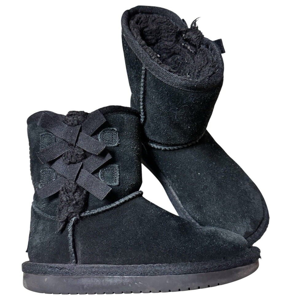 UGG Koolaburra Victoria Bow Boot Black Suede Slip On Size 10 Us